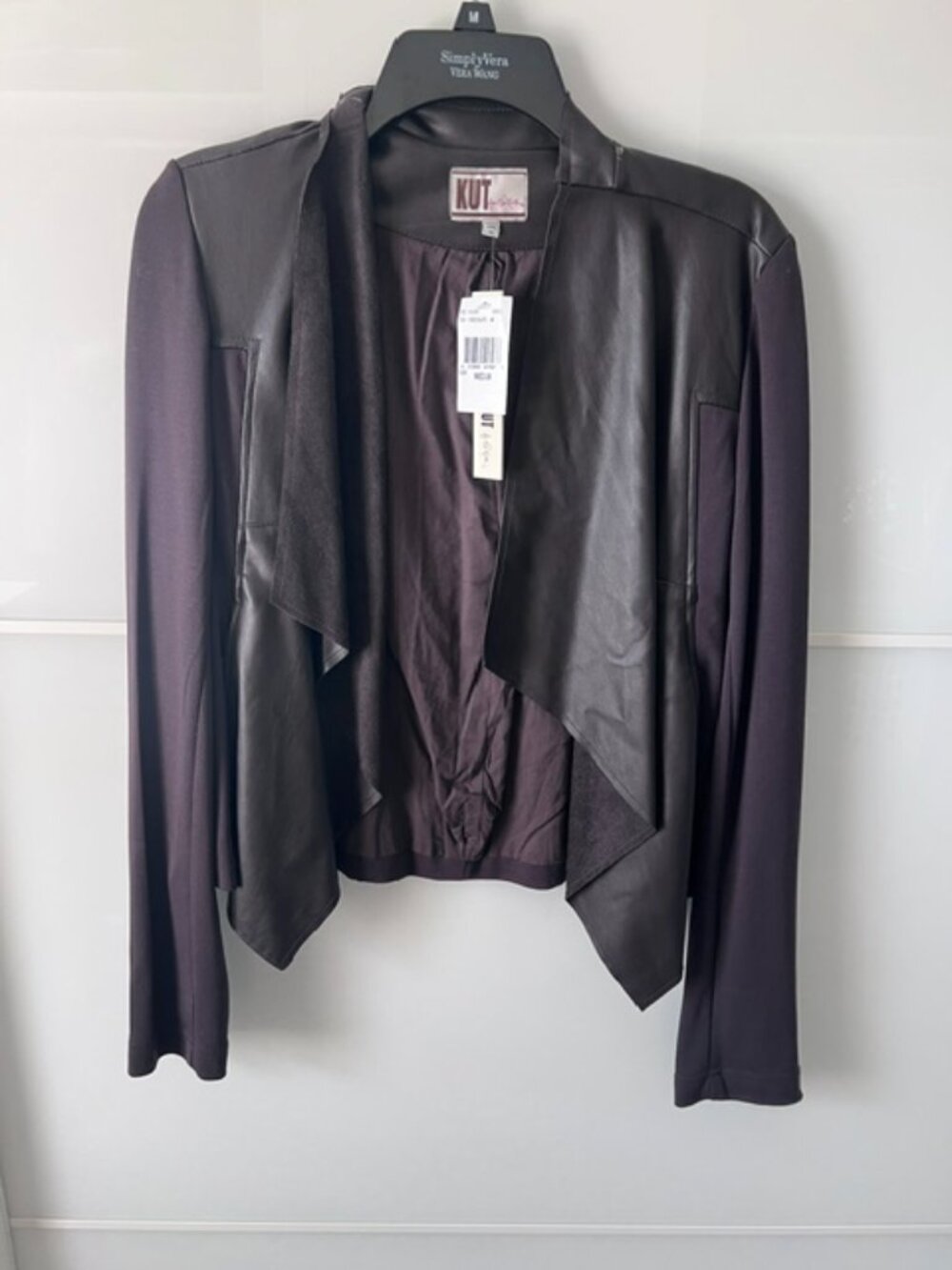 Kut From the Kloth Brown Draped Moto-Style Jacket Medium